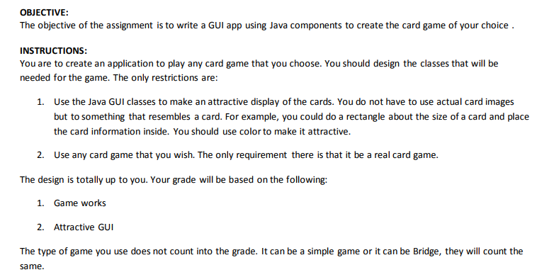 JAVA The objective of the assignment is to write a GUI app