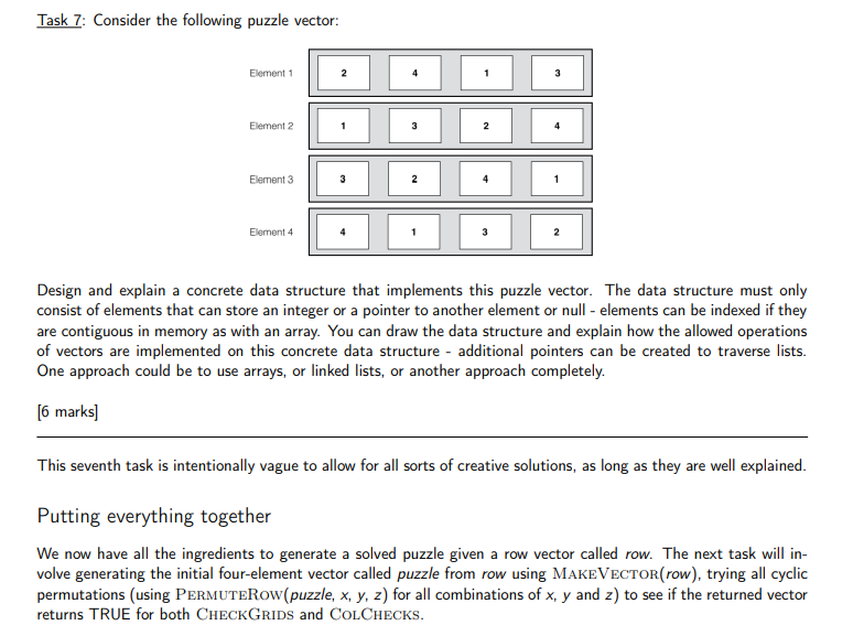  Task 7: Consider the following puzzle vector: Element 1 2 4