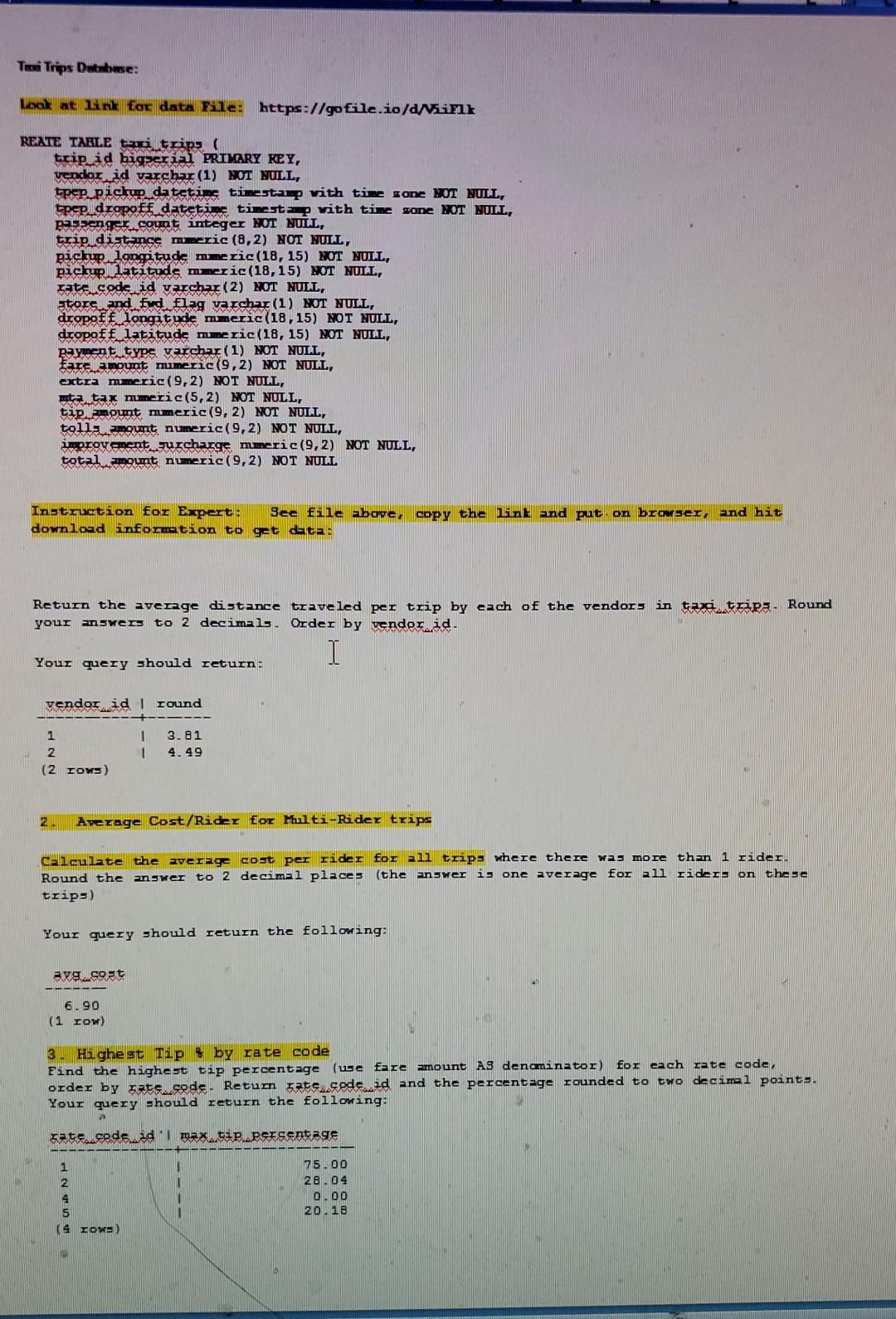  TeTrips Database: Look at lank for data file: https://gofile.io/d/irik REATE TABLE