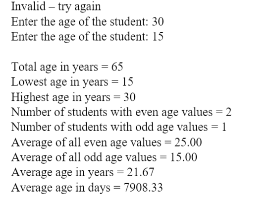 decimal point Process: Write a program to process the age in years