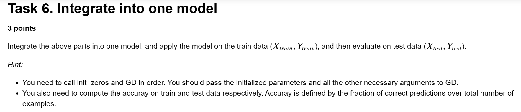 solve using python Task 6. Integrate into one model 3 points Integrate