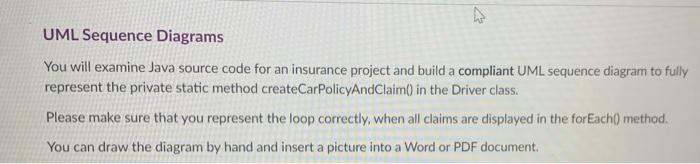 please answer UML Sequence Diagrams You will examine Java source code for