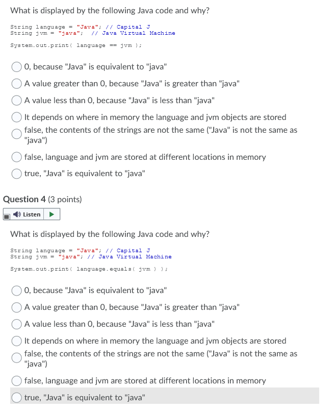  What is displayed by the following Java code and why? String