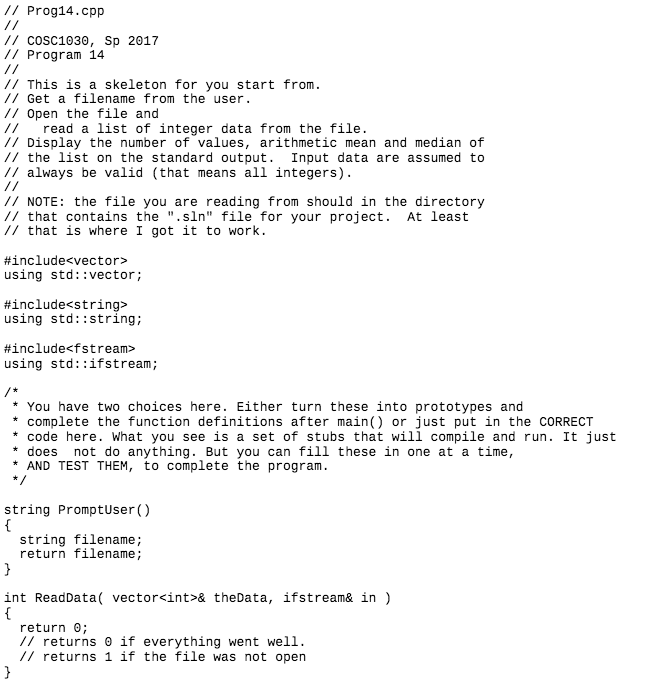 reading. If you cannot open the filename the user supplied prompt the