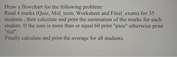  Draw a flowchart for the following problem: Read 4 marks (Quiz,