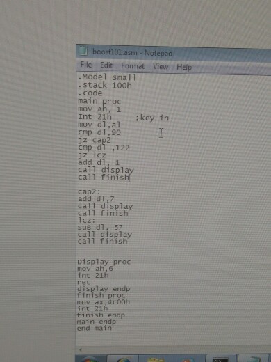  .Model small stack 100h code main proc mov Ah, 1 Int