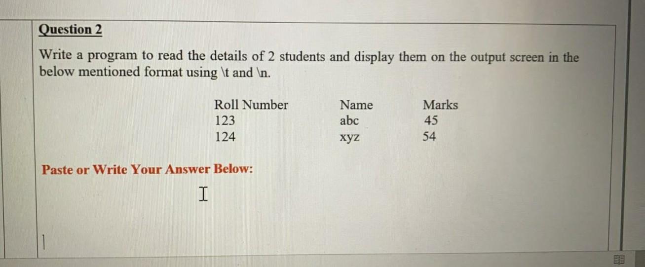  python used python Question 2 Write a program to read the