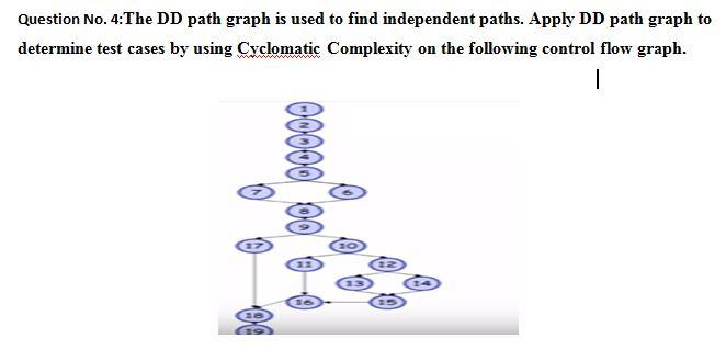  Please solve this Question No. 4:The DD path graph is used