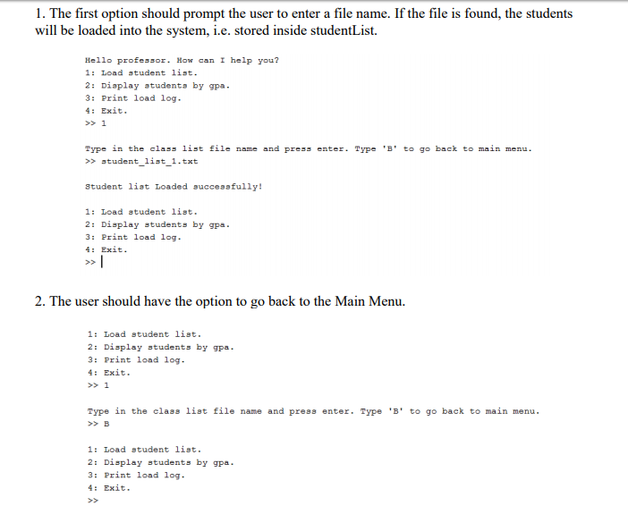 Communicator.java. You will also be provided with two student lists to help