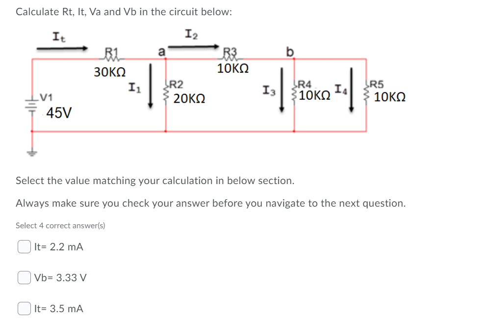 Need help with vb Calculate Rt, It, Va and Vb in the