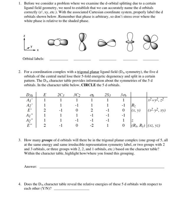  1. Before we consider a problem where we examine the d-orbital