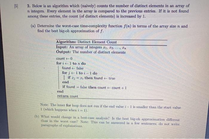  15] 2. Below is an algorithm which (naively) counts the number