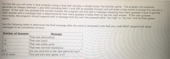 For this lab you will write a Java program using a