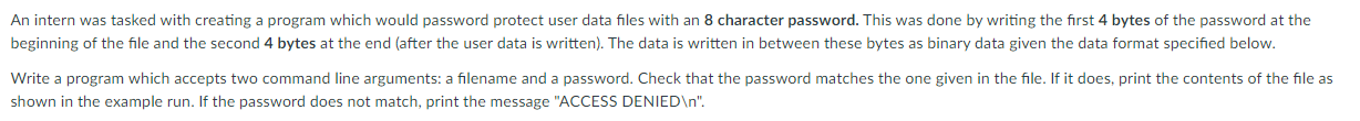  An intern was tasked with creating a program which would password