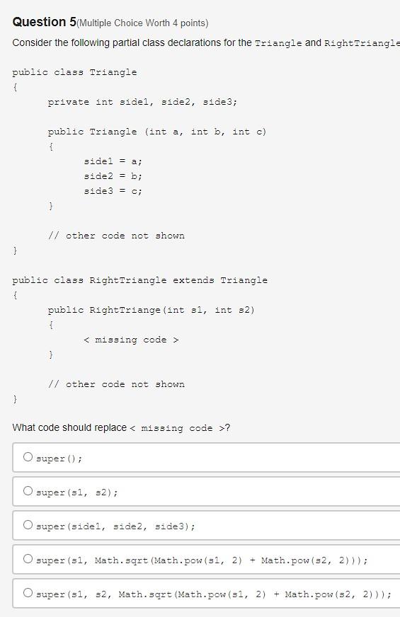 one f //implementation not shown } public class Three extends one \{
