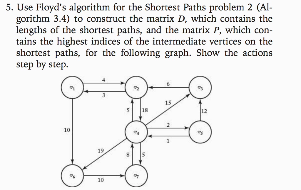  5. Use Floyd's algorithm for the Shortest Paths problem 2 (Al