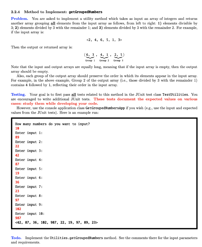 Please code this problem in Java. Please only use arrays, for/while loops,