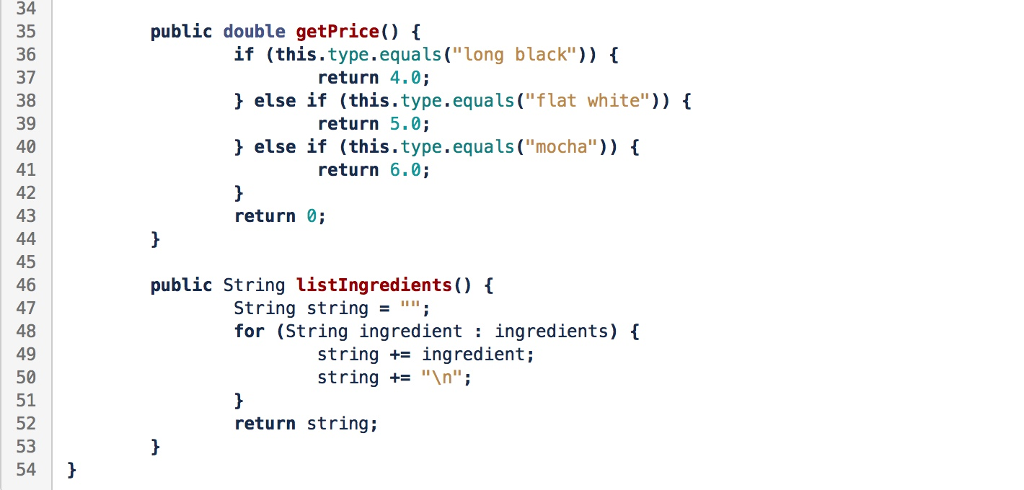 private double cost; Ingredient(double cost) { this.cost = cost; } public double