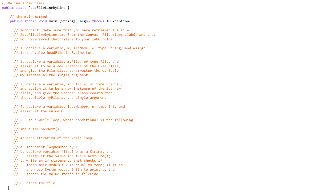 Create a java file: - Declare a variable, myF ileName , of
