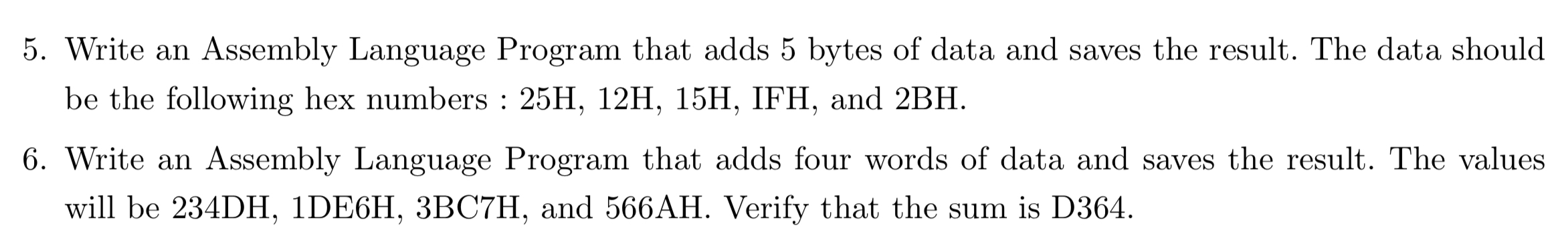  1-Write an 8086 Assembly Language Program that adds 5 bytes of