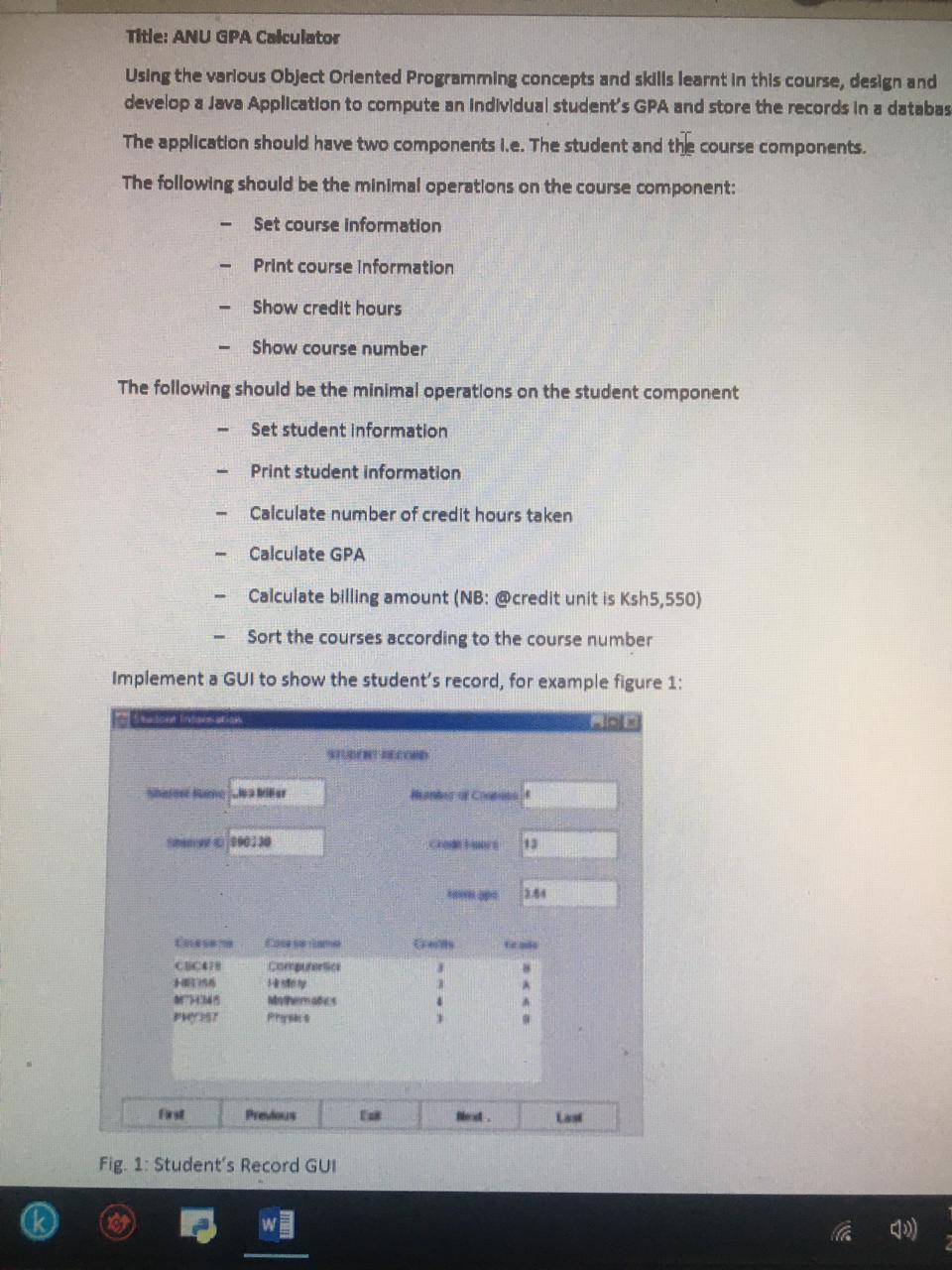  Title: ANU GPA Calculator Using the various Object Oriented Programming concepts