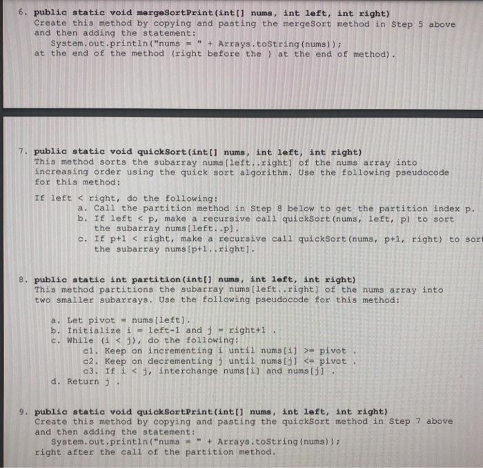 a class SortTimers with the following Methods : 1. public static void
