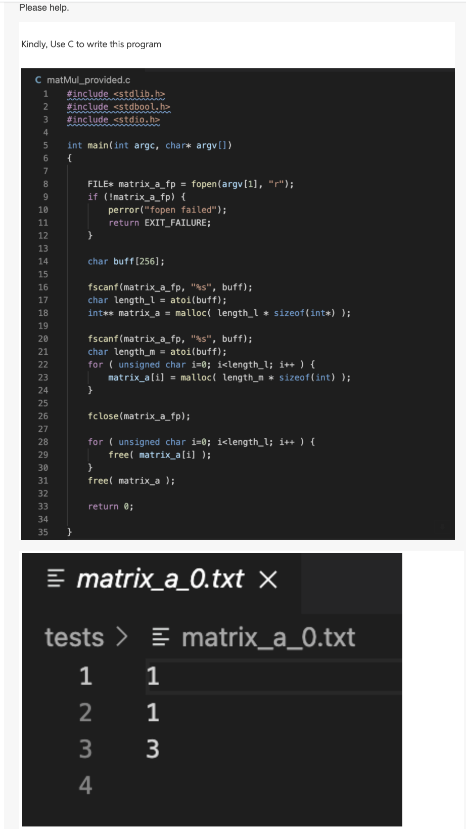 Test case: DIRECTIONS:- Please help. Kindly, Use C to write this