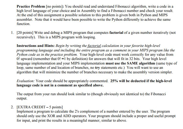  Practice Problem [no points]: You should read and understand Fibonacci algorithm,