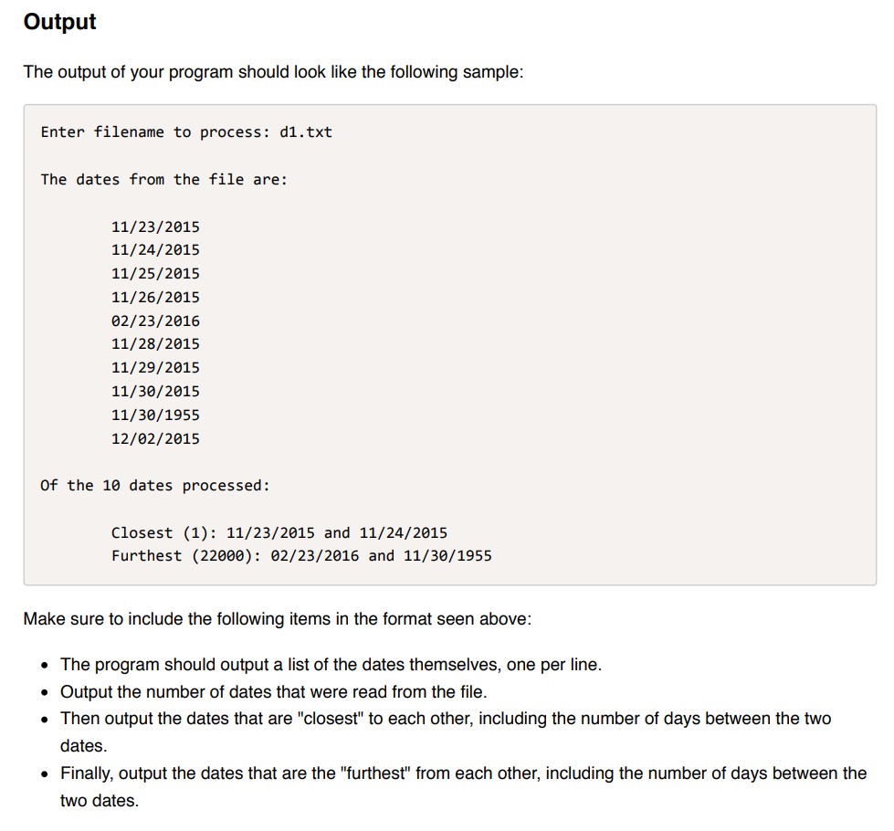 I want to write a program in java that will read dates