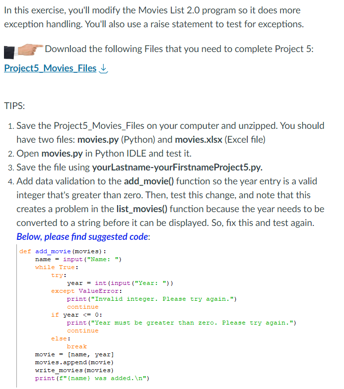 The Python code provided to start: import csv import sys FILENAME =