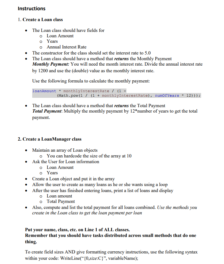  Please write it in C#. Thank you so much Instructions 1.