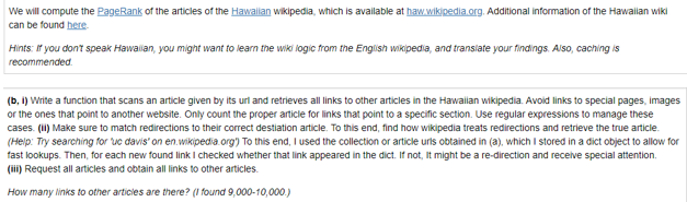  Write in python.We will compute the PageRank of the articles of