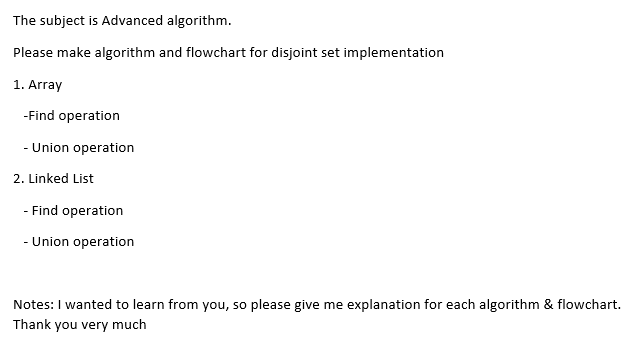  The subject is Advanced algorithm. Please make algorithm and flowchart for