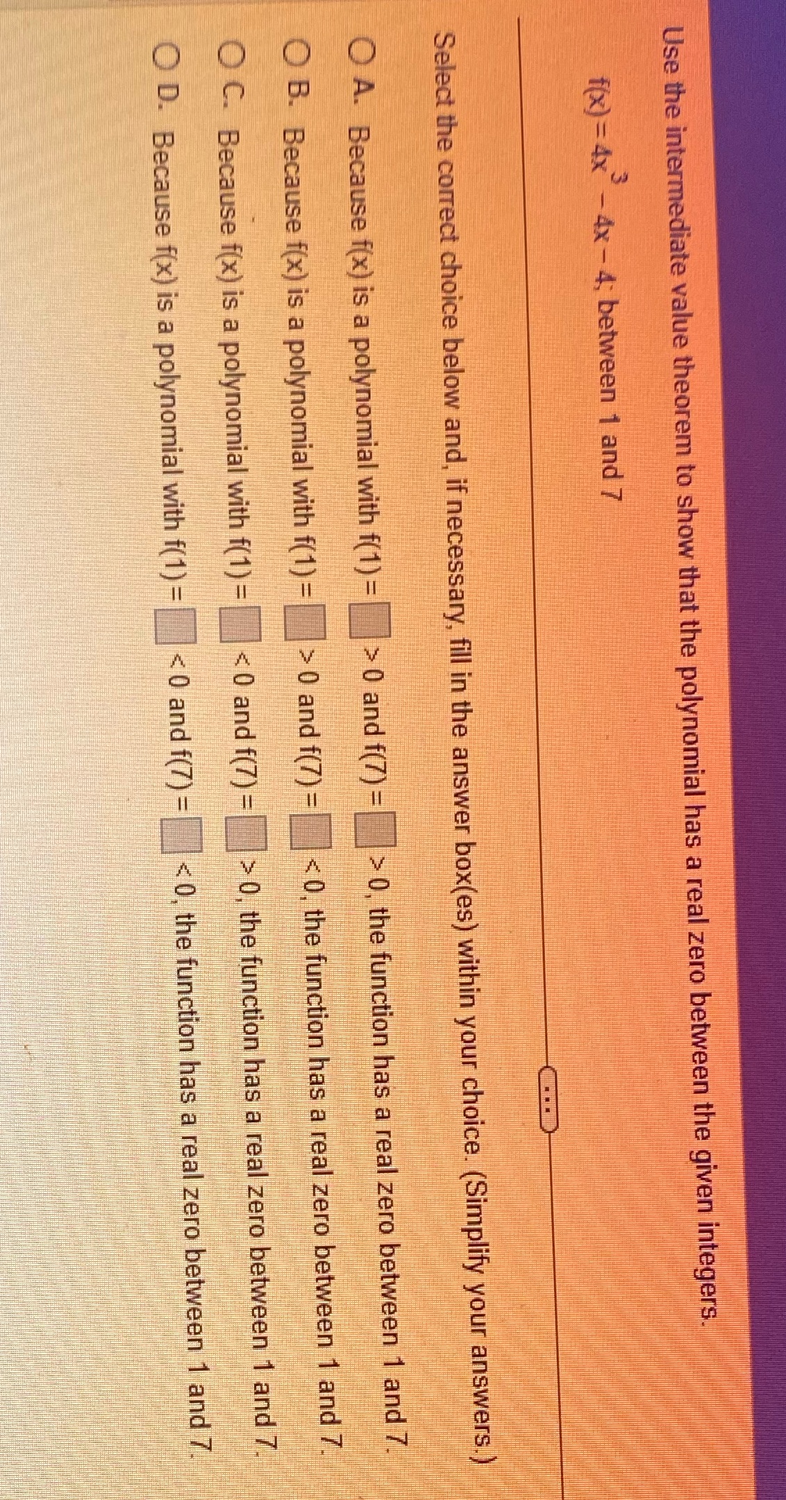 intermediate value theorem Use the intermediate value theorem to show that the