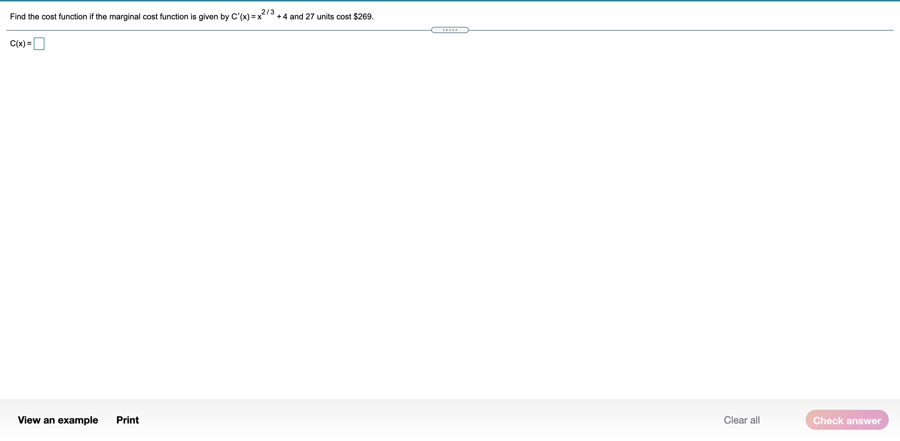 Find the cost function if the marginal cost function is given