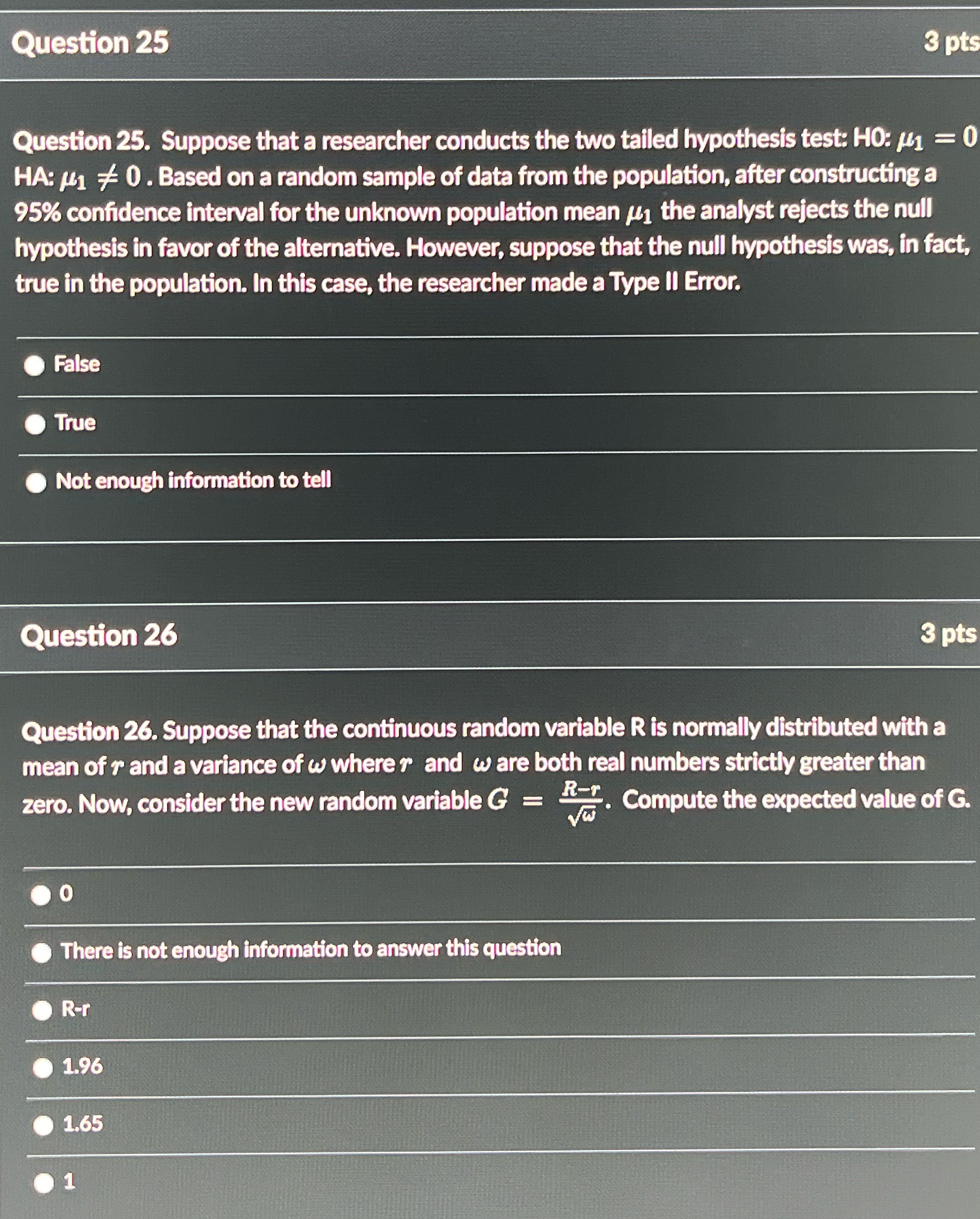 Question 25 & 26 asks: Question 25 Question 25. Suppose that a