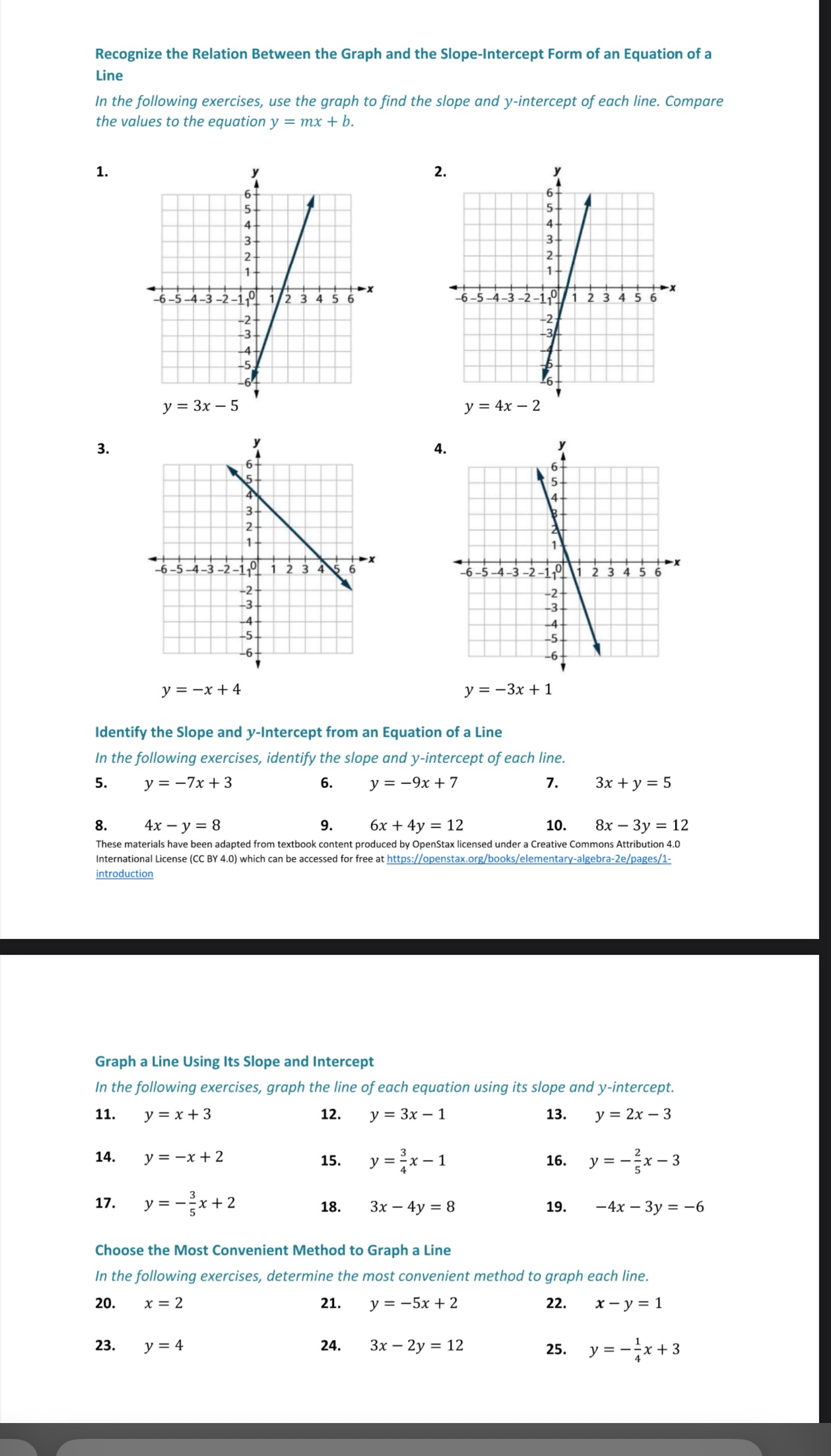  Recognize the Relation Between the Graph and the Slope-Intercept Form of