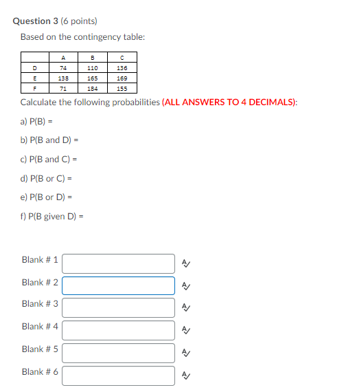 probability with the appropriate terminology: Each of these examples refers to a