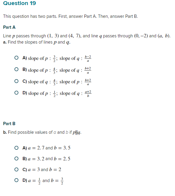 Question 19 This question has two parts. First, answer Part A.