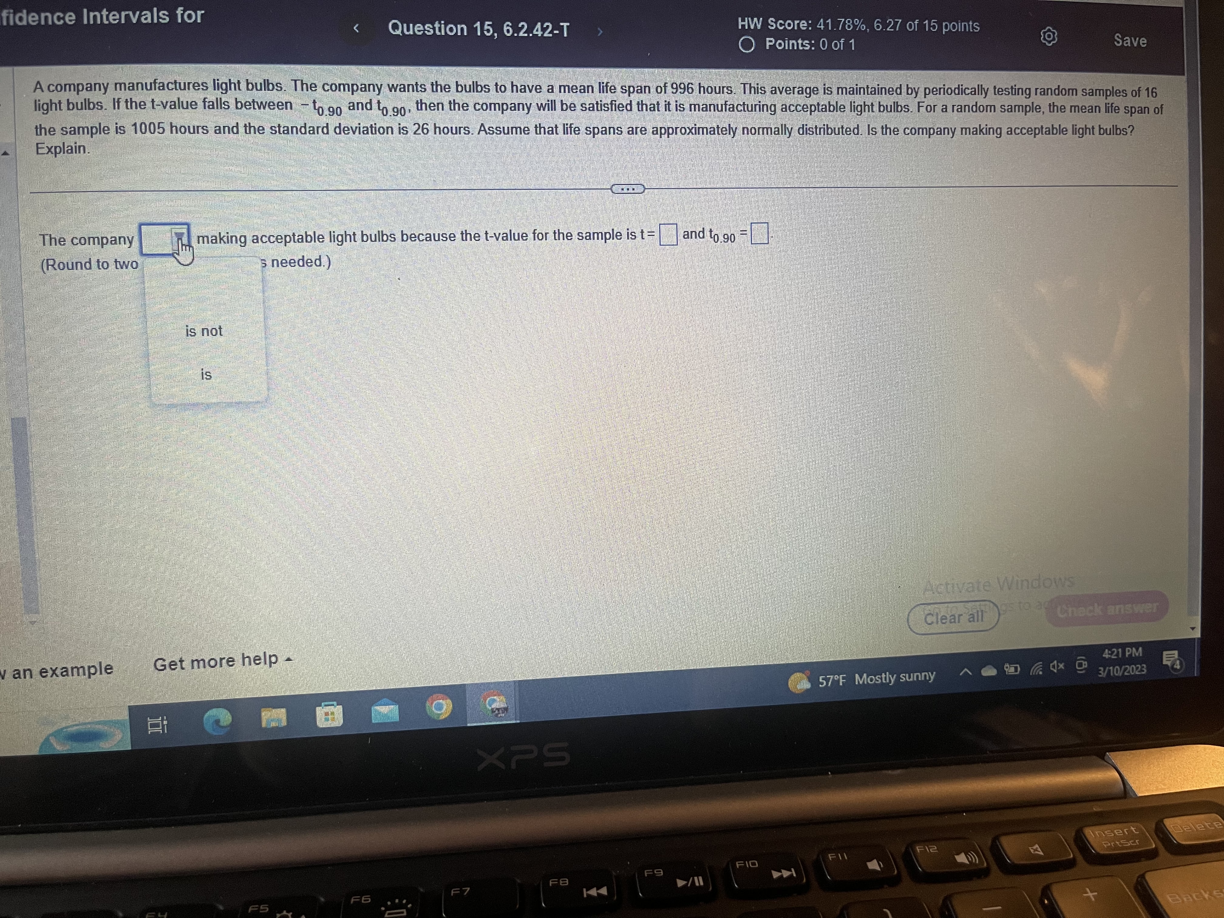 13 randomly selected high school seniors, the mean score on a standardized