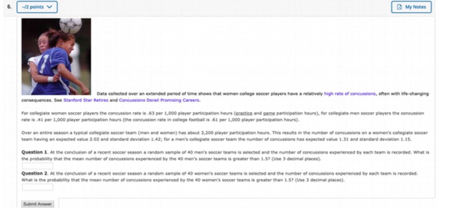 -/2 points My Notes Data collected over an extended period of