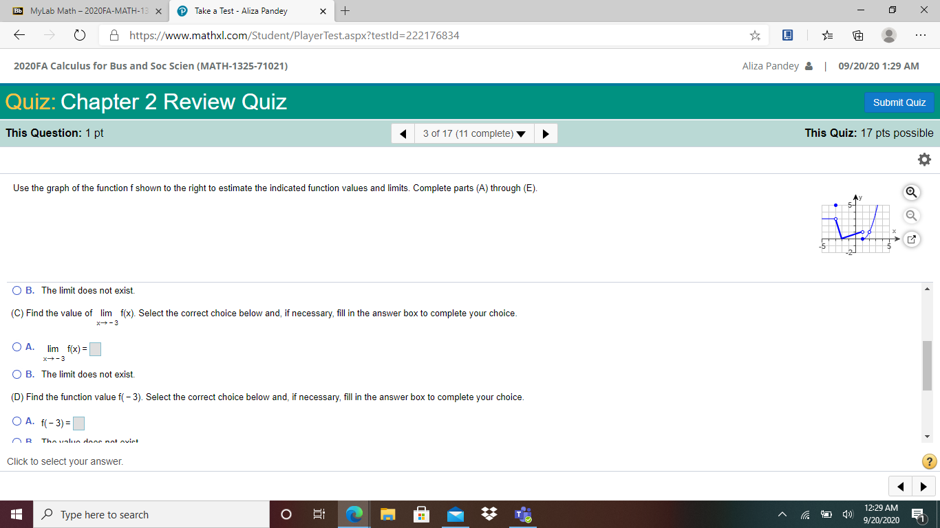 a Test - Aliza Pandey X + X A https://www.mathxl.com/Student/PlayerTest.aspx?testld=222176834 . .