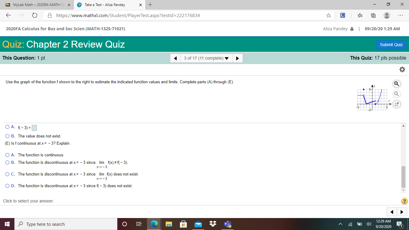 . 2020FA Calculus for Bus and Soc Scien (MATH-1325-71021) Aliza Pandey &