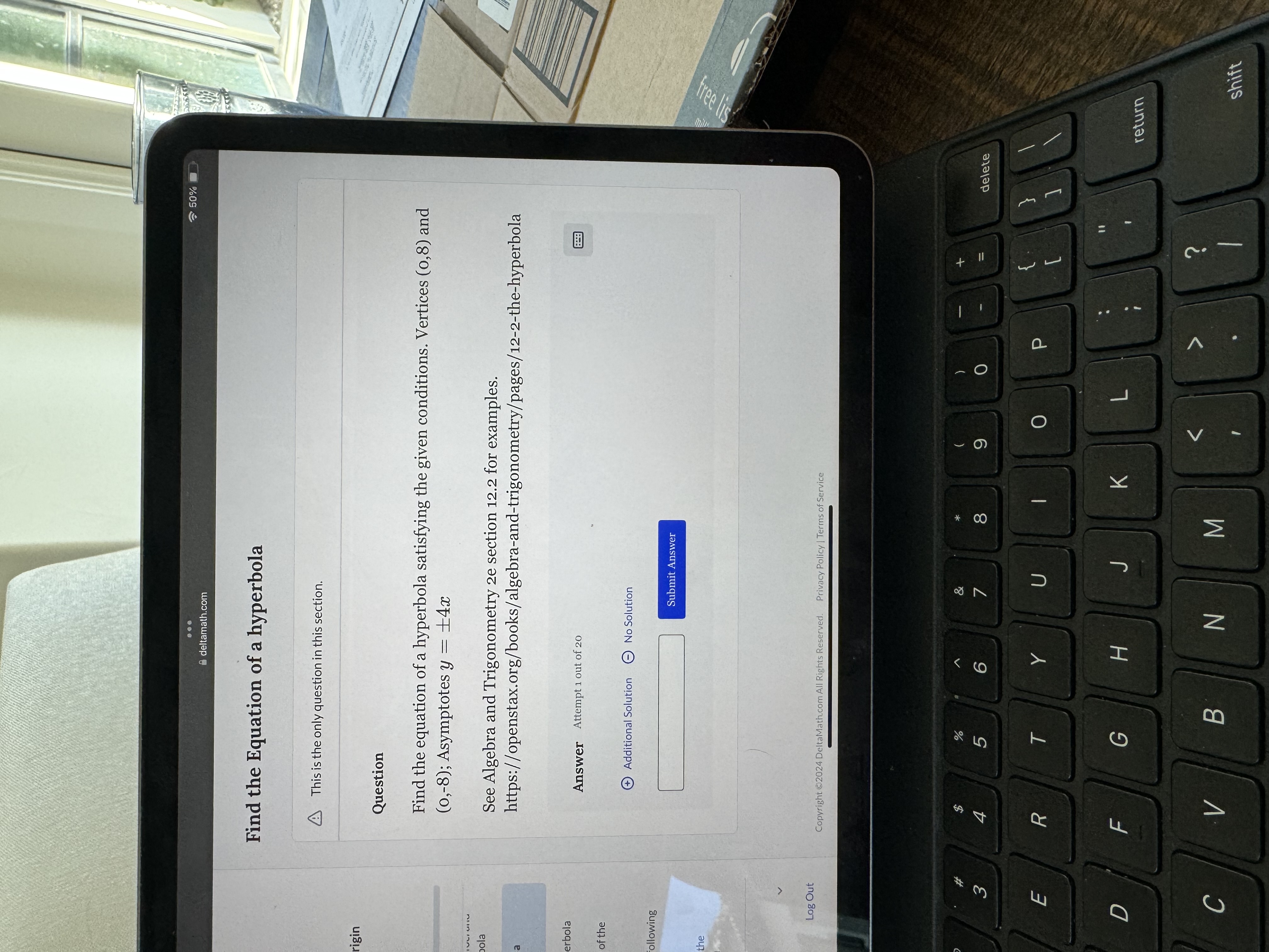 is the only question in this section. Question For the hyperbola x2