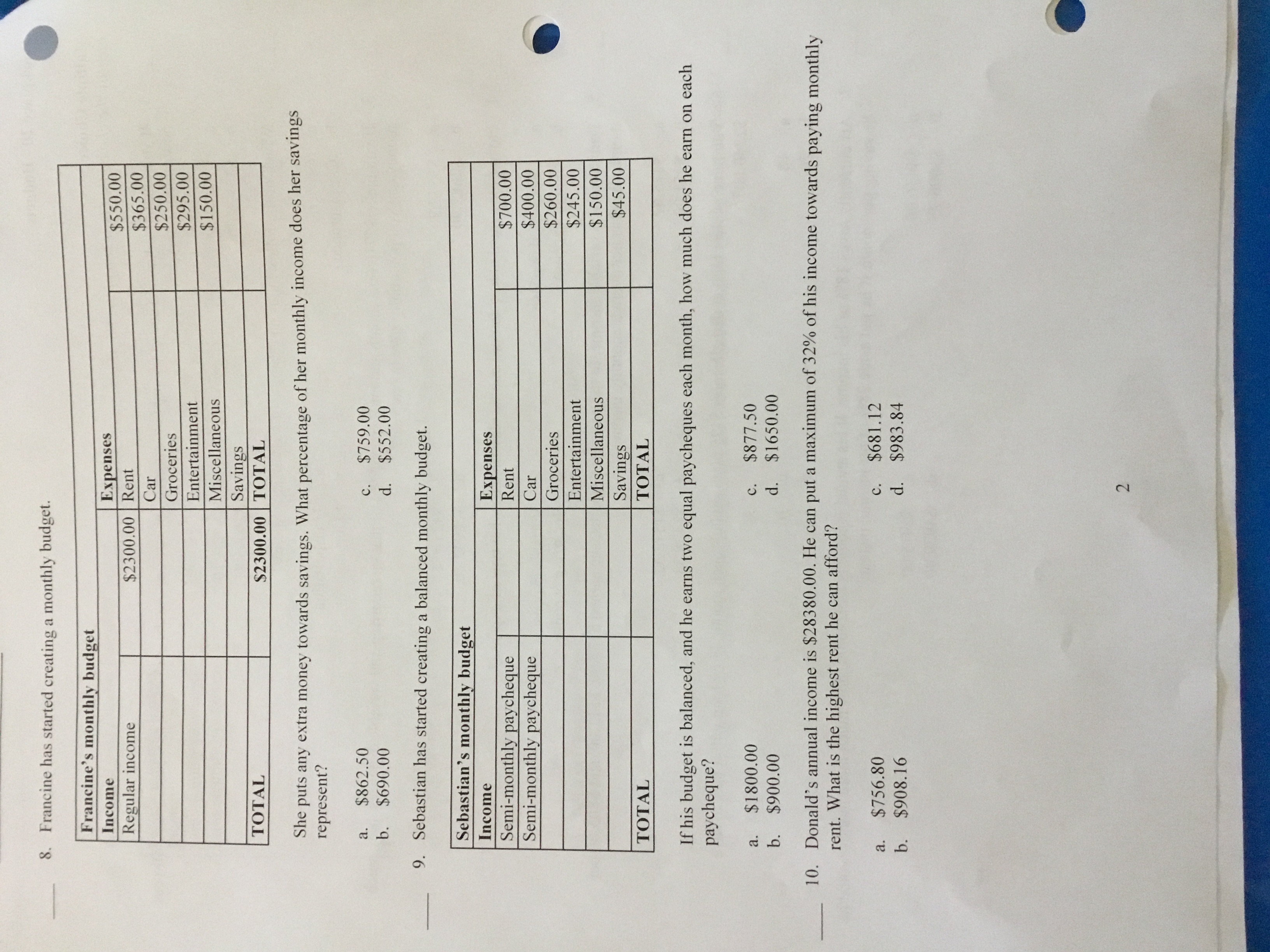 completes the statement or answers the question. 1. If your annual salary