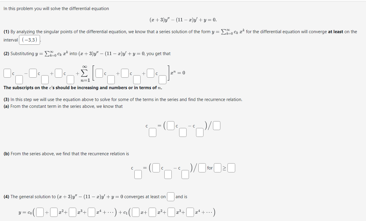  In this problem you will solve the differential equation (x +