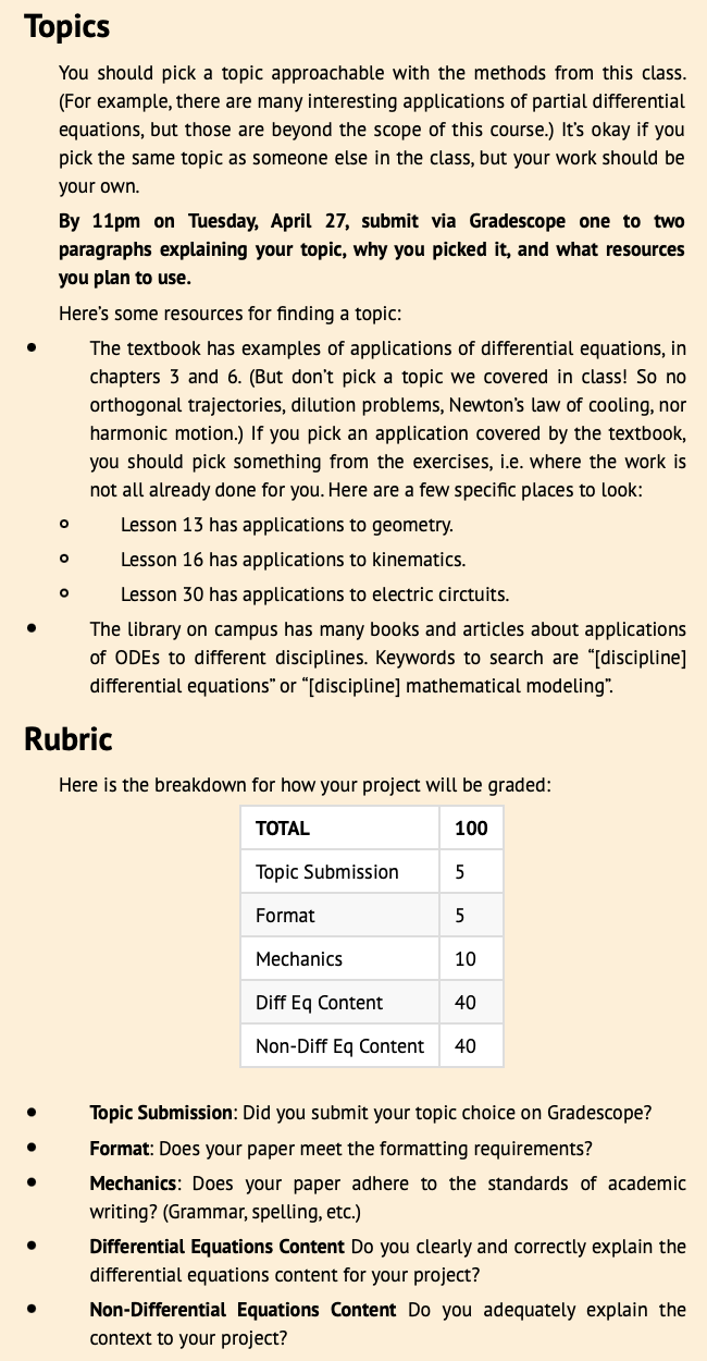 Project (Fall 2021) Instead of a nal exam,this class has a nal