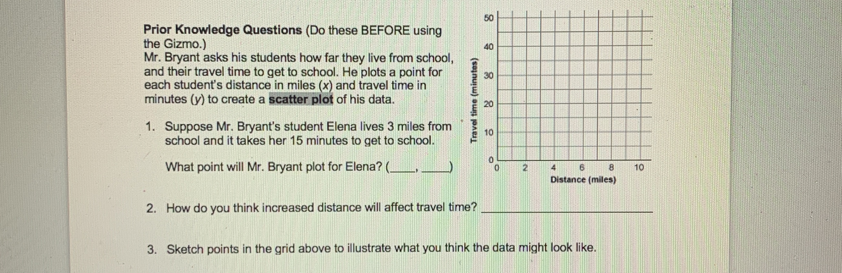 How would I do these and graph it? 50 Prior Knowledge Questions