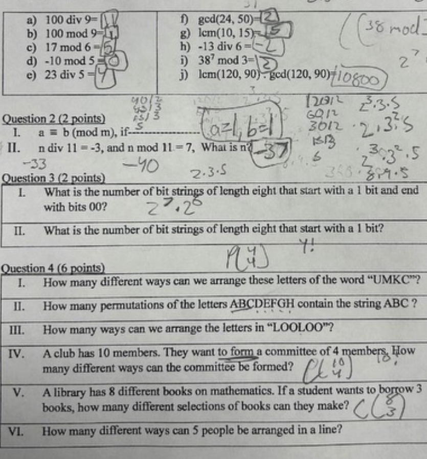 Help me with this assignment Discrete math ) 100 div 9= f)