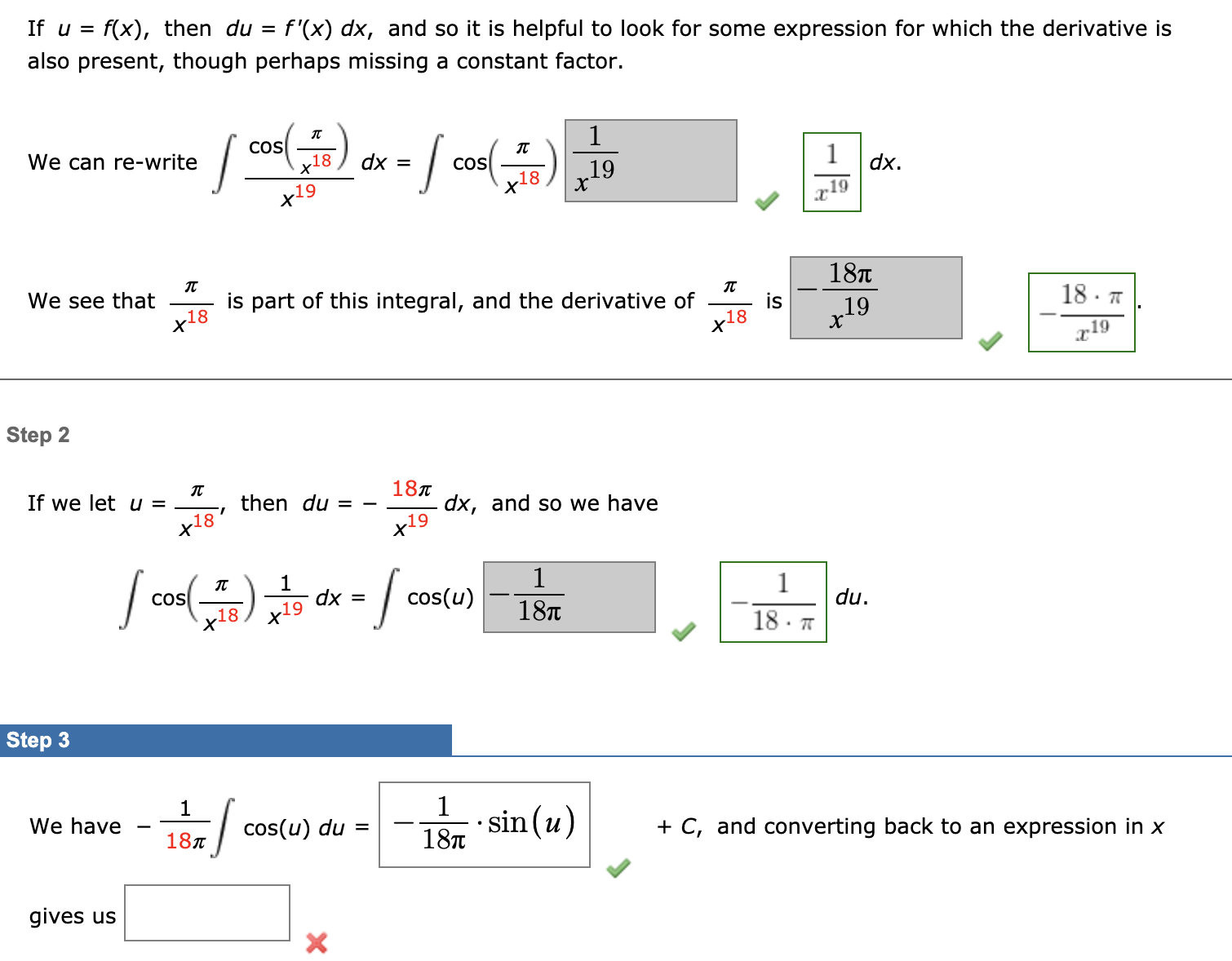 X u47 du. 1 48 This evaluates as u47 du 48 u